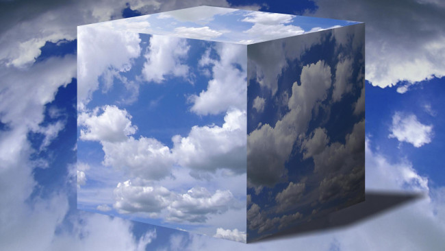 Обои картинки фото разное, компьютерный дизайн, облака, куб