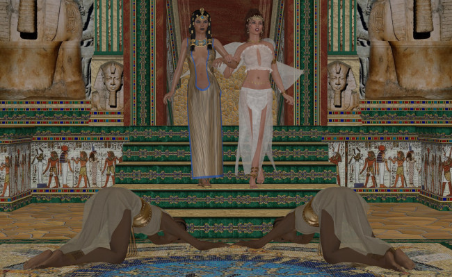 Обои картинки фото 3д графика, история , history, египет, слуги, взгляд, девушки