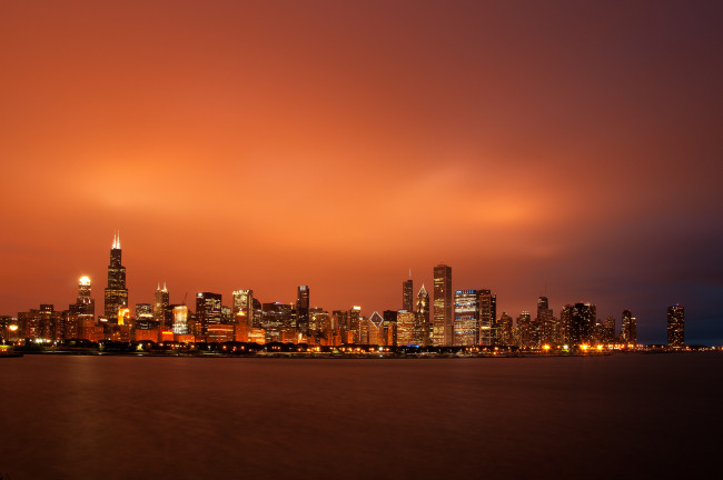 Обои картинки фото города, Чикаго , сша, закат, вечер, chicago, illinois, мегаполис, небоскребы, Чикаго, usa, небо