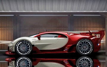 Картинка автомобили 3д отражение bugatti veyron eb 16-4 гиперкар sports car