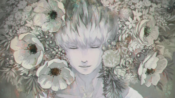 Картинка аниме tokyo+ghoul цветы парень