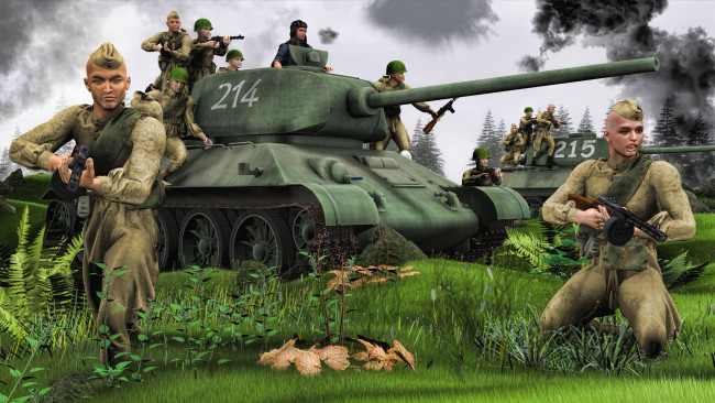 Обои картинки фото 3д графика, армия , military, солдаты, танк
