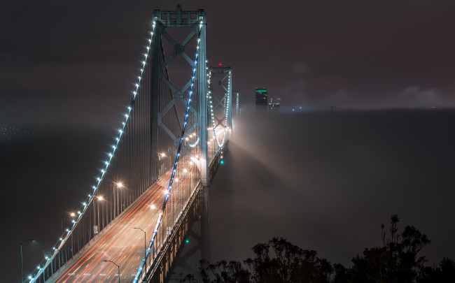 Обои картинки фото города, - мосты, bay, bridge, san, francisco, fog, bound