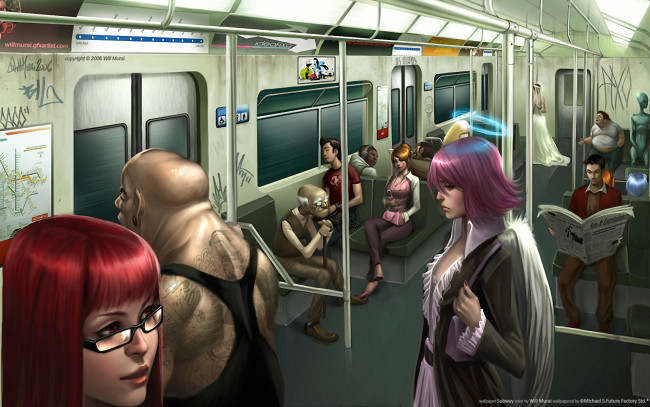 Обои картинки фото subway, рисованные