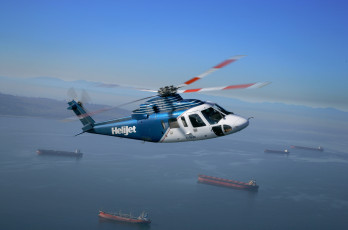 Картинка авиация вертолёты синий вертолет s-76