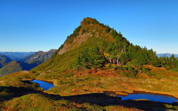 Картинка природа горы вода озера холм гора деревья лужи
