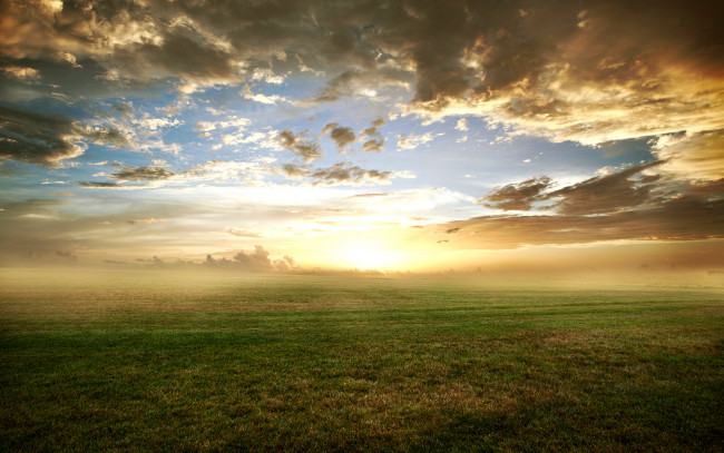 Обои картинки фото morning, природа, восходы, закаты, дымка, горизонт, утро, поле