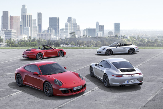 Обои картинки фото автомобили, porsche, красный, 2014г, 991, coupe, gts, 911, carrera