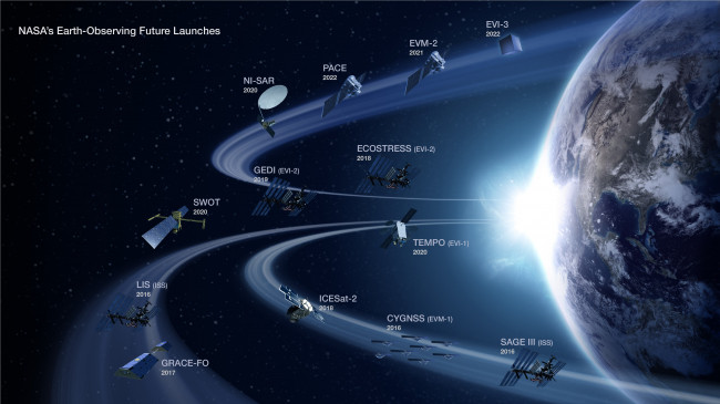 Обои картинки фото космос, земля, nasa, earth, спутники