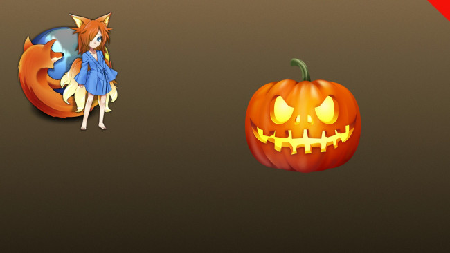 Обои картинки фото компьютеры, mozilla firefox, логотип, тыква, фон, halloween