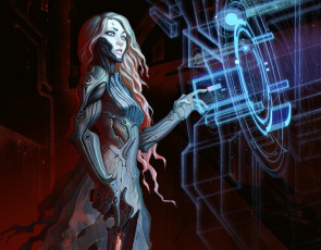 Картинка фэнтези роботы +киборги +механизмы фантастика технологии оружие девушка взгляд sci-fi андроид