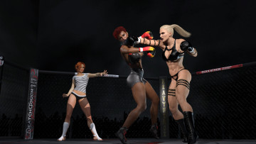 Картинка 3д+графика спорт+ sport взгляд девушки борьба ринг фон