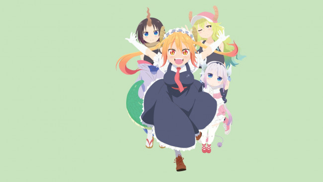 Обои картинки фото аниме, kobayashi-san chi no maid dragon, фон, взгляд, девушка