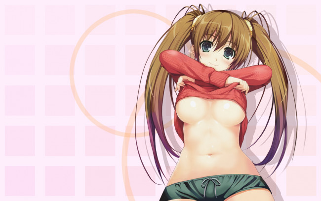 Обои картинки фото аниме, unknown,  другое , девушка, свитер, грудь