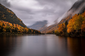 Картинка природа реки озера национальный парк верхнее ущелье де ла ривьер мальбе канада осень озеро