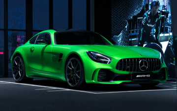 обоя mercedes-amg gt, автомобили, mercedes-benz, зеленый, парковка, плакат