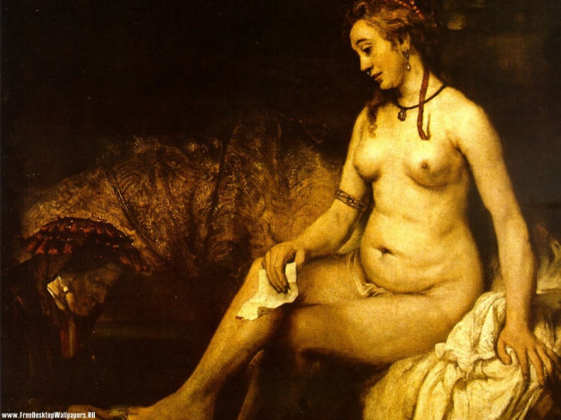 Обои картинки фото bathsheba, at, her, bath, рисованные, pieter, paul, rubens