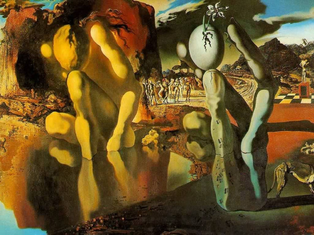 Обои картинки фото metamorphosis, of, narcissus, рисованные, salvador, dali