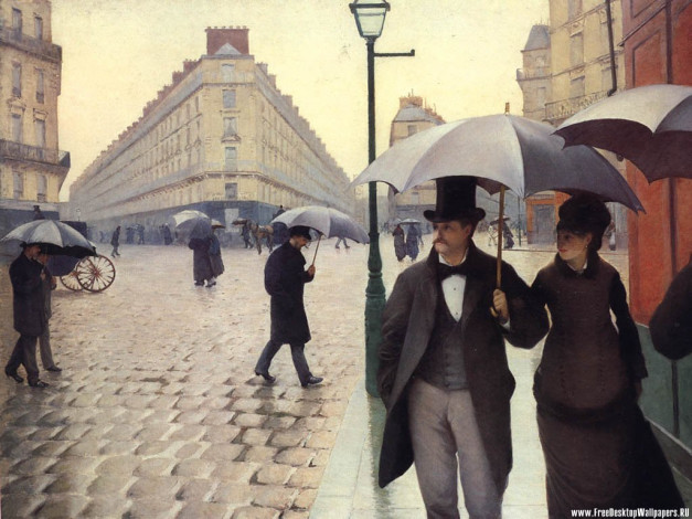 Обои картинки фото paris, street, rainy, day, рисованные, gustave, caillebotte