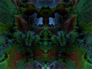 Картинка 3д графика fractal фракталы зелёный тёмный