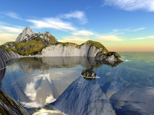 Картинка 3д графика nature landscape природа вода небо горы
