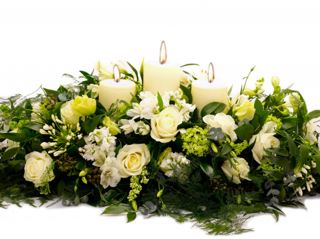 Обои картинки фото цветы, букеты, композиции, свадьба, свечи, розы