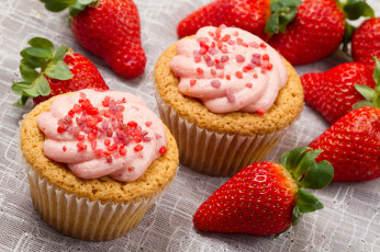 Картинка еда пирожные кексы печенье strawberry fruit ood sweet крем клубника cream фрукты сладкое