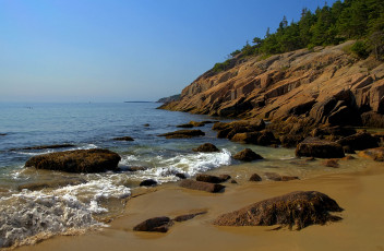 обоя природа, побережье, океан, скалы, камни
