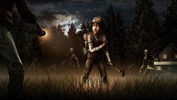 Картинка the walking dead game видео игры зомби пацан кепка молоток трава