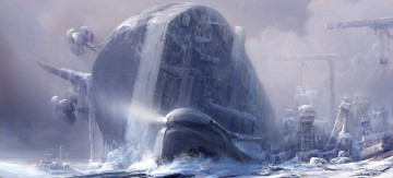 Картинка фэнтези корабли иной мир катастрофа корабль зима крушение
