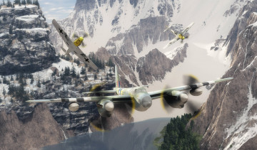 Картинка 3д+графика армия+ military полет самолеты снег горы