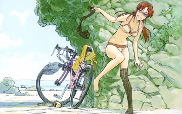 Картинка аниме evangelion пляж арт девушка genesis neon деревья