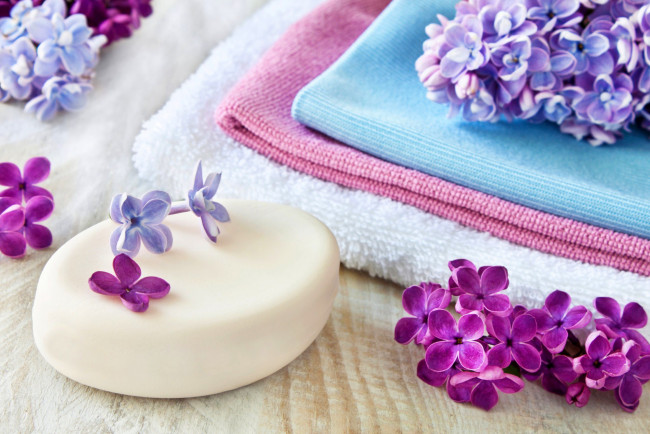 Обои картинки фото разное, косметические средства,  духи, spa, soap, lilac, сиреневый, мыло, спа