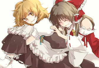 обоя аниме, touhou, фон, взгляд, девушки