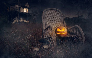 Картинка праздничные хэллоуин черепа праздник halloween тыква дом ночь грачи