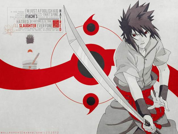 Обои картинки фото аниме, naruto, оружие, меч, шиноби, ниндзя, shinobi, sasuke, uchiha