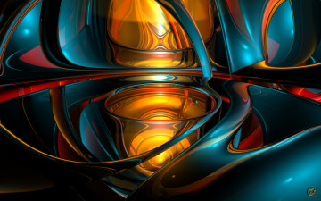 Картинка 3д+графика абстракция+ abstract отражение свет дуги