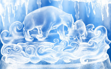 Картинка векторная+графика животные+ animals белые лед медведи
