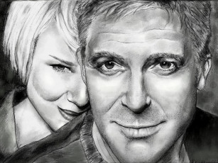 Картинка рисованные люди renee zellweger george clooney