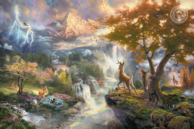 Обои картинки фото thomas, kinkade, рисованные, bambi