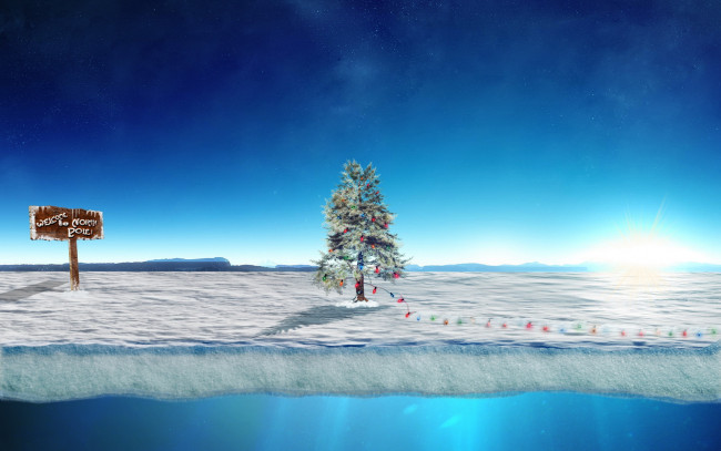Обои картинки фото 3д, графика, holidays, праздники, елка, снег