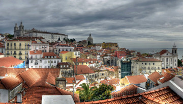 обоя города, лиссабон , португалия, лиссабон, панорама, дома