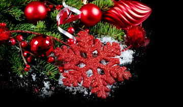 Картинка праздничные украшения снежинка шарики