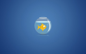 Картинка рисованные минимализм вода пузыри золотая рыбка фон аквариум
