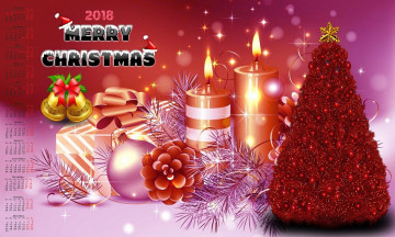 Картинка календари праздники +салюты колокольчик шишка елка свеча 2018