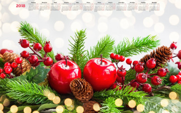 обоя календари, праздники,  салюты, ягода, шишка, ветка, 2018
