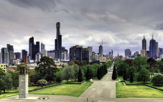 Обои картинки фото города, мельбурн , австралия, небоскребы, сквер