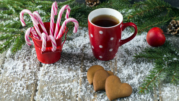 Картинка праздничные угощения чай печенье карамель