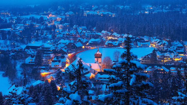 Обои картинки фото hinterzarten, germany, города, - огни ночного города