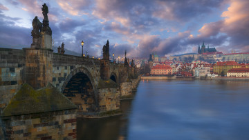 Картинка города прага+ чехия река влтава мост